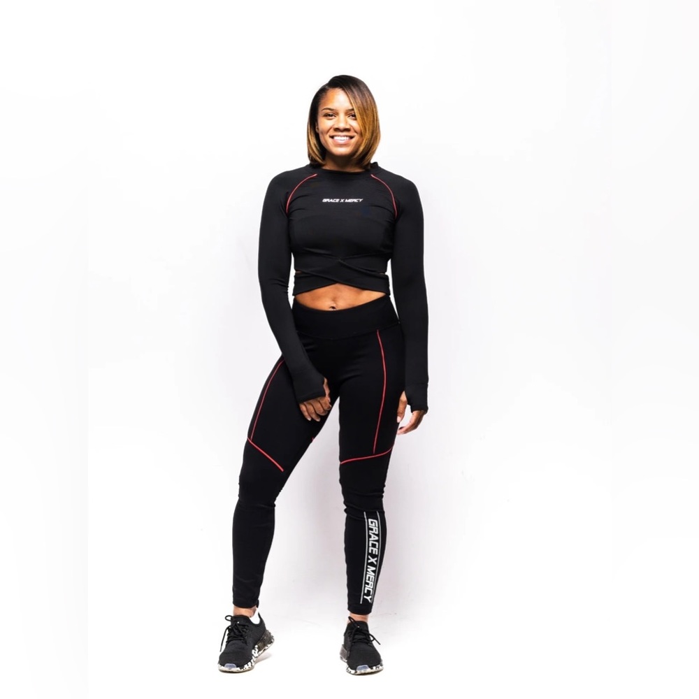 Grace X Mercy I Can Do All Things Black Cross Strap Top